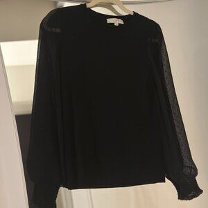 Small Black Loft Sweater with Sheer Sleeves